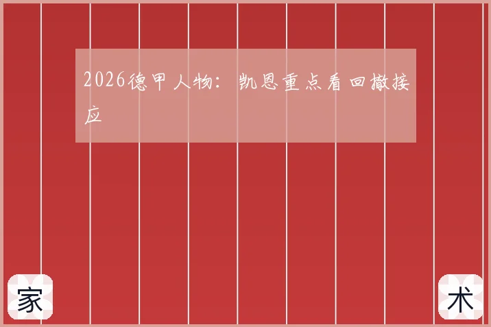 2026德甲人物：凯恩重点看回撤接应